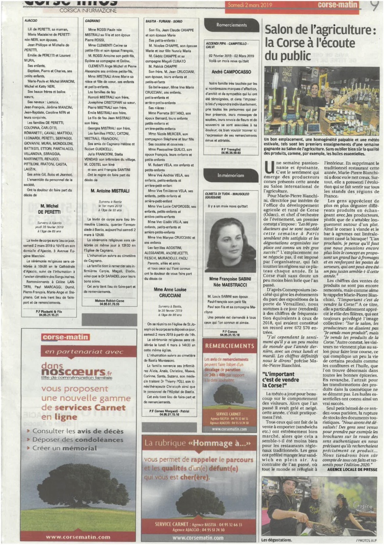 Salon de l'agriculture : La Corse proche de son public Salon de l'agriculture : La Corse proche de son public