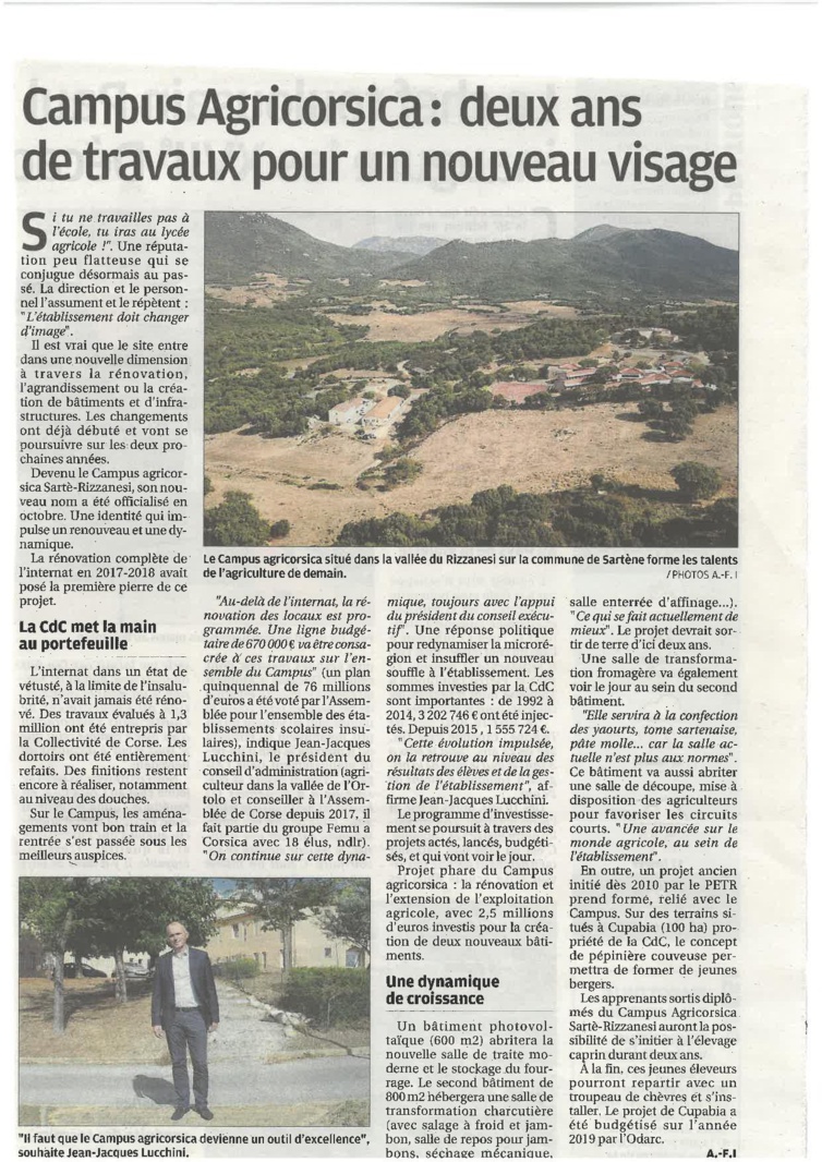 Campus Agricorsica : Un projet ambitieux Campus Agricorsica : Un projet ambitieux