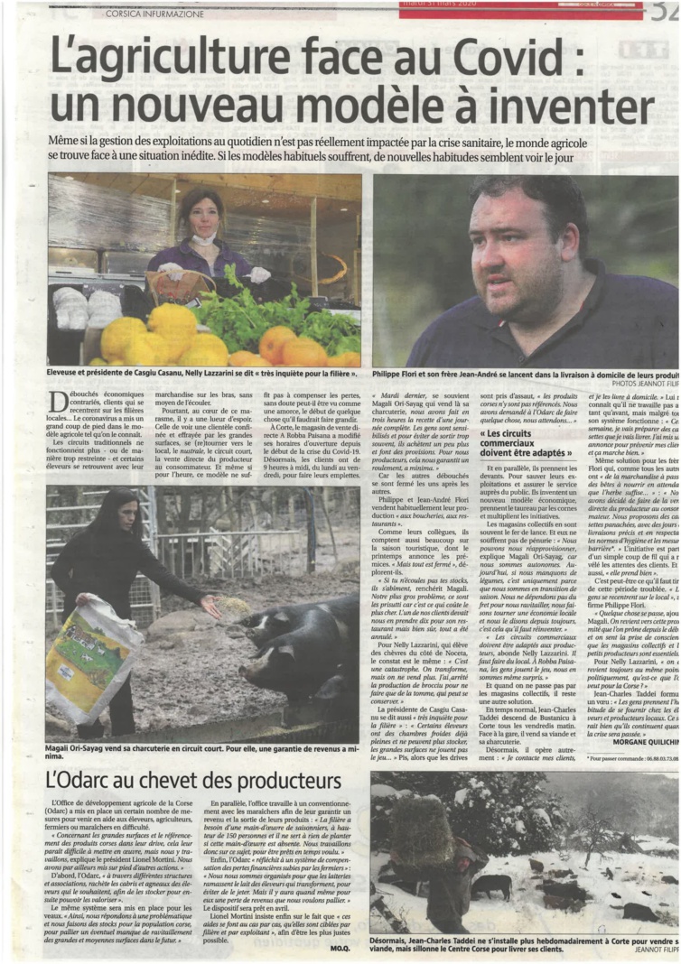 Covid-19 : L'agriculture corse fait face au virus Covid-19 : L'agriculture corse fait face au virus