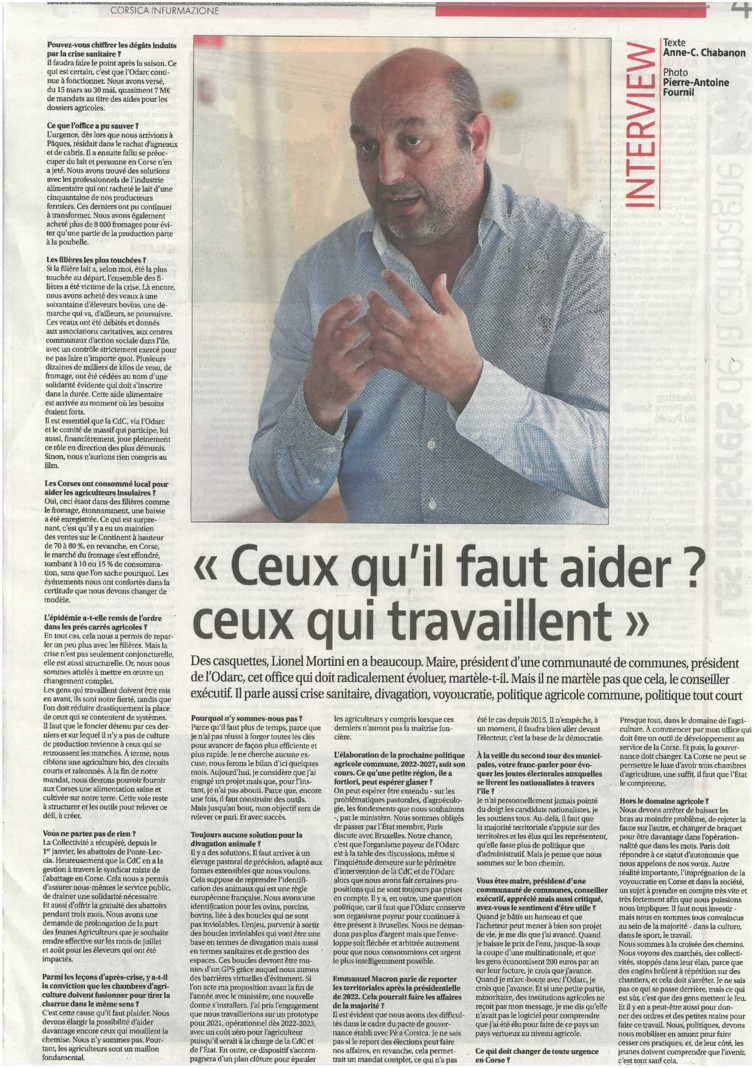 Covid 19 : Lionel Mortini répond aux questions de Corse-Matin Covid 19 : Lionel Mortini répond aux questions de Corse-Matin