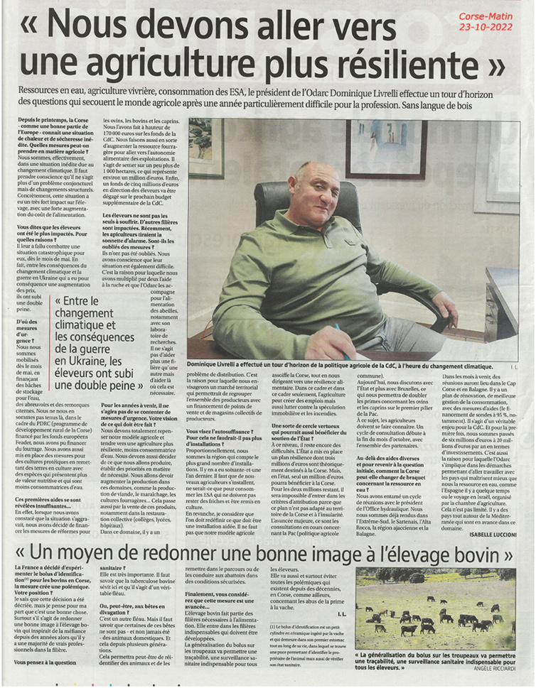 Entretien avec Dumenicu Livrelli, Président de l'ODARC Entretien avec Dumenicu Livrelli, Président de l'ODARC