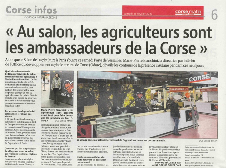 La Corse au Salon International de l'Agriculture La Corse au Salon International de l'Agriculture