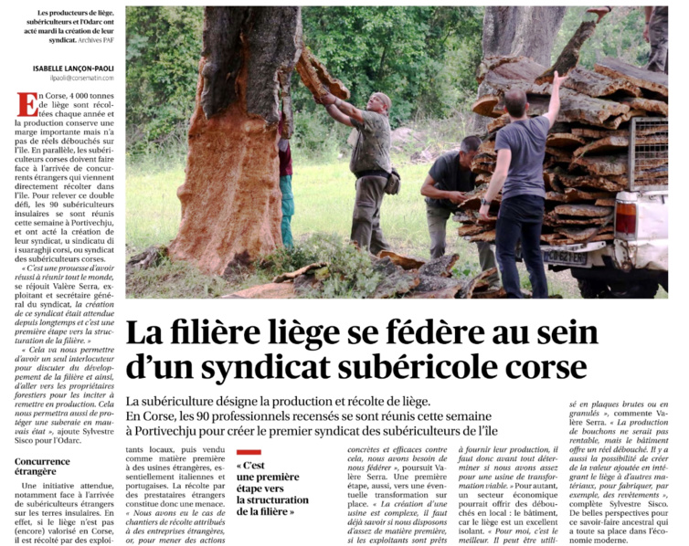 La filière liège se structure La filière liège se structure