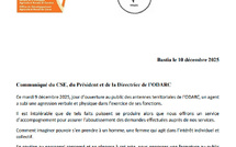 Communiqué du CSE, du Président et de la Directrice de l’ODARC